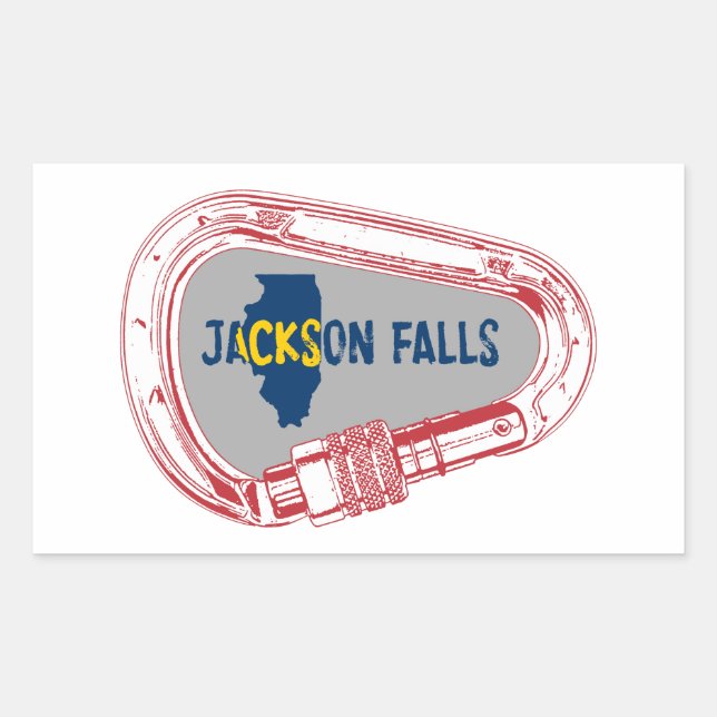 Sticker Rectangulaire Jackson Falls Illinois Rock Escalade Carabiner (Devant)