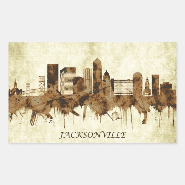 Sticker Rectangulaire Jacksonville Florida Cityscape (Devant)