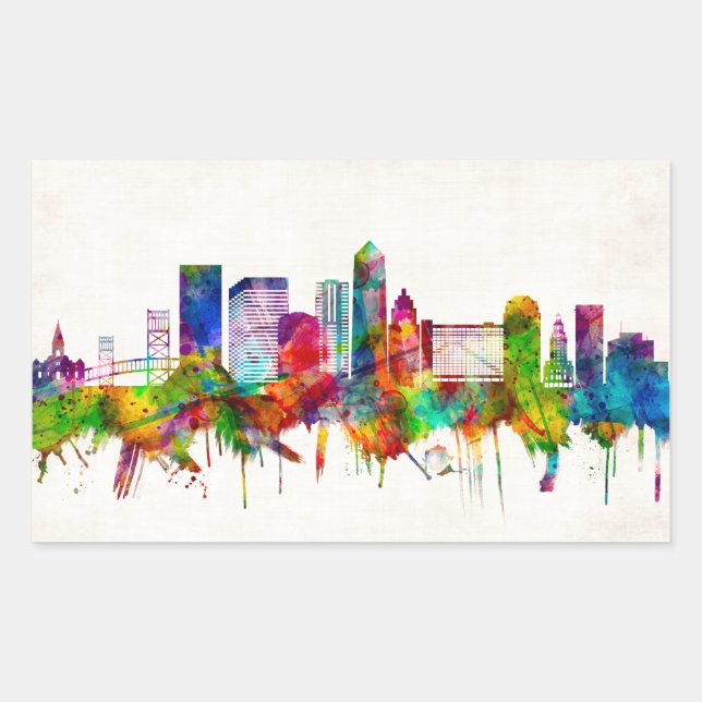 Sticker Rectangulaire Jacksonville Florida Skyline (Devant)