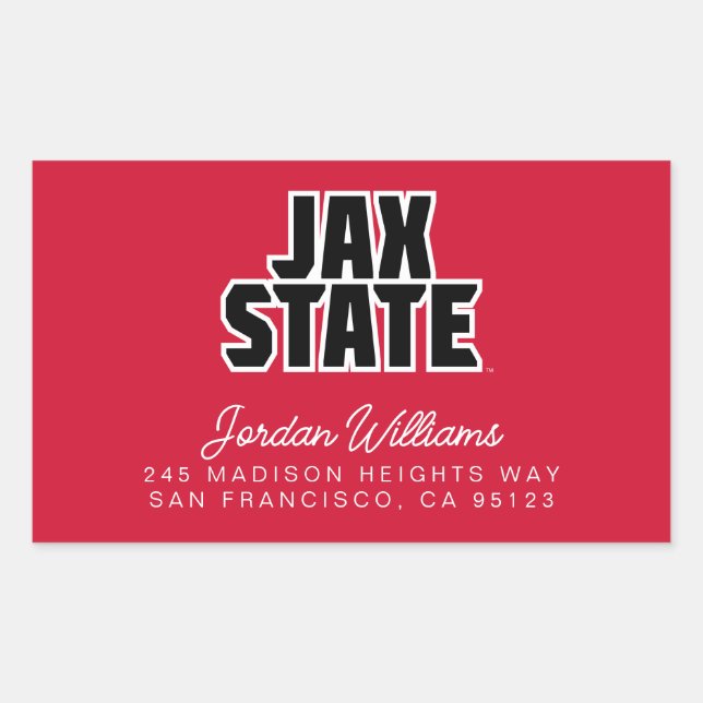 Sticker Rectangulaire Jacksonville State University JAX STATE Bold Text (Devant)