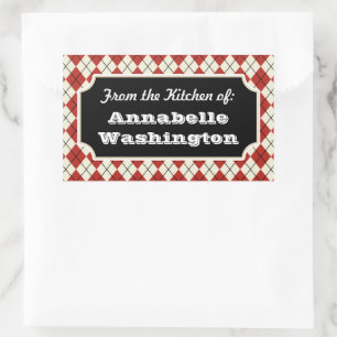 Sticker Rectangulaire Jacquard rouge personnalisé Kitchen Tags cadeaux S