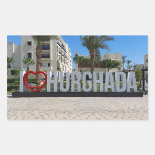 Sticker Rectangulaire J'adore Hurghada Egypt Vacances Souvenir Photo