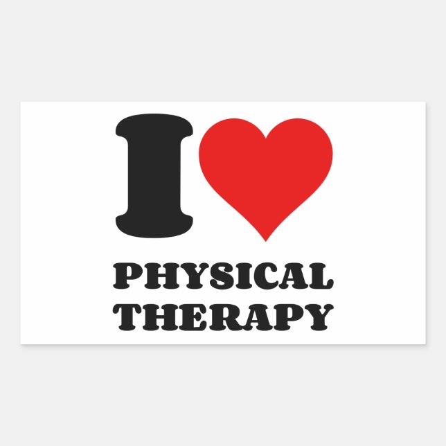 STICKER RECTANGULAIRE J'ADORE LA THÉRAPIE PHYSIQUE (Devant)