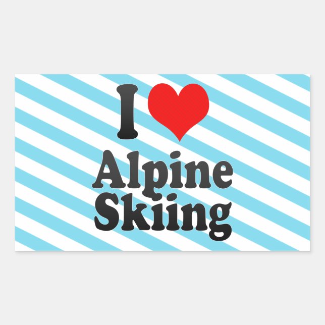 Sticker Rectangulaire J'adore le ski alpin (Devant)