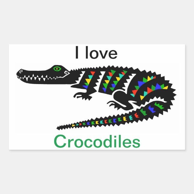 Sticker Rectangulaire J'adore les CROCODILES - Amoureux des animaux - Wi (Devant)