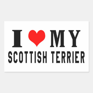 Sticker Rectangulaire J'adore mon Terrier écossais