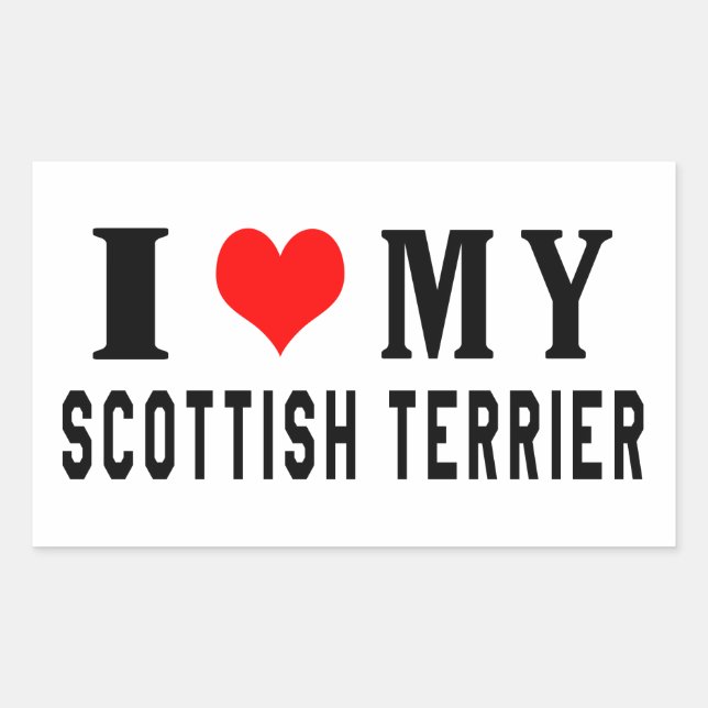 Sticker Rectangulaire J'adore mon Terrier écossais (Devant)