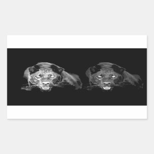 Sticker Rectangulaire Jaguar noir et blanc