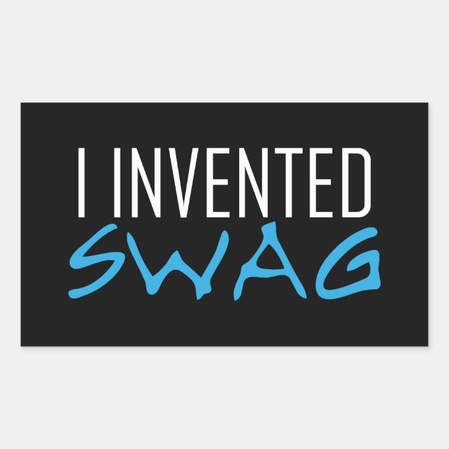 Sticker Rectangulaire J'ai inventé Swag Lite Blue (Devant)