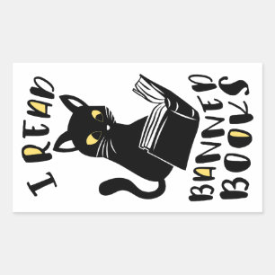 Sticker Rectangulaire J'ai lu des livres interdits Cat