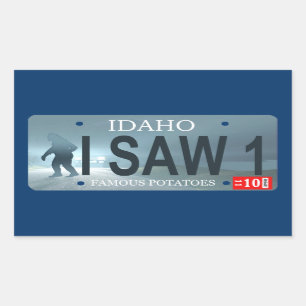 Sticker Rectangulaire "J'Ai Vu 1" Plaque de licence Sasquatch