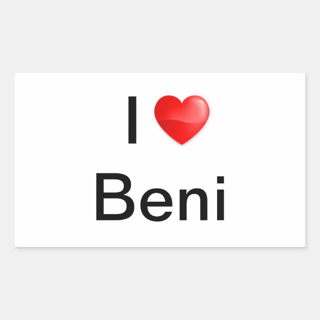 Sticker Rectangulaire J'aime Beni (Devant)