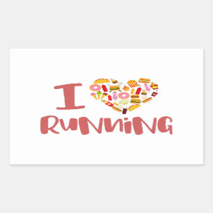 Sticker Rectangulaire J'Aime Courir (Pour La Nourriture)