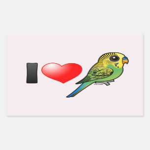 Sticker Rectangulaire J'aime des perruches