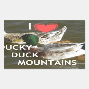 Sticker Rectangulaire J'aime Ducky Duck Mountains Design
