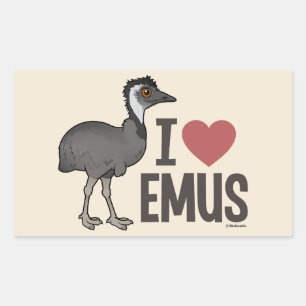 Sticker Rectangulaire J'aime Emus