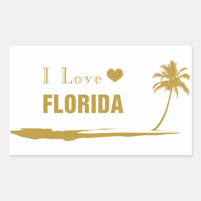 Sticker Rectangulaire J'aime Florida Gold (Devant)