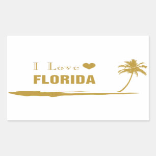 Sticker Rectangulaire J'aime Florida Gold