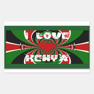 Sticker Rectangulaire J'Aime Kenya XOXO ! Cadeaux Hakuna Matata