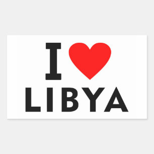 Sticker Rectangulaire J'aime la Libye pays comme voyage de coeur tourism