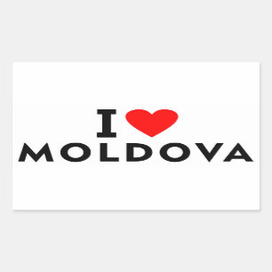 Sticker Rectangulaire J'aime la Moldavie pays comme voyage de coeur tour
