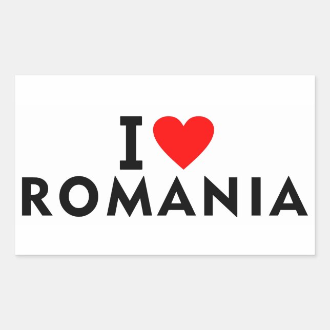 Sticker Rectangulaire J'aime la Roumanie pays comme voyage de coeur tour (Devant)
