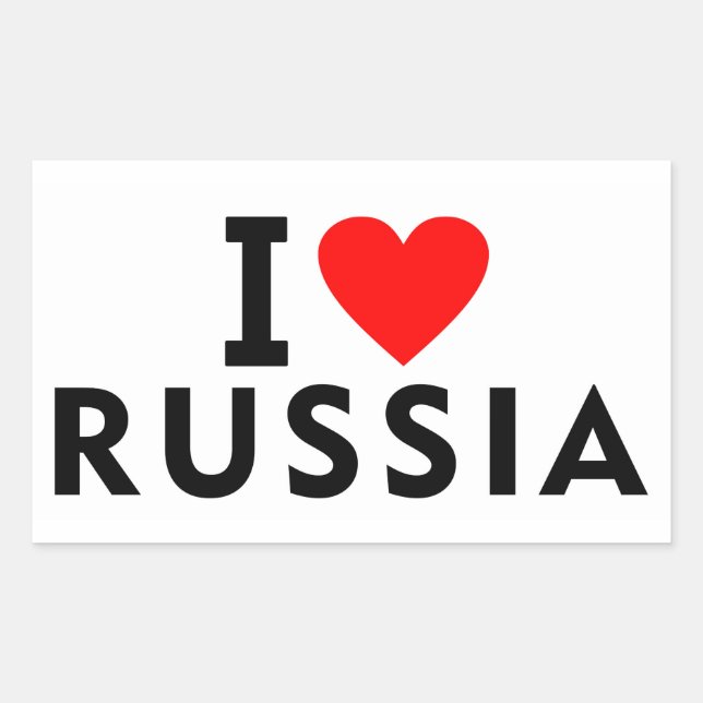 Sticker Rectangulaire J'aime la Russie pays comme voyage de coeur touris (Devant)