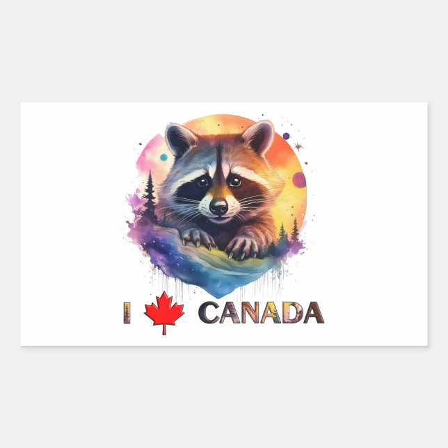 Sticker Rectangulaire J'aime le Canada (Devant)