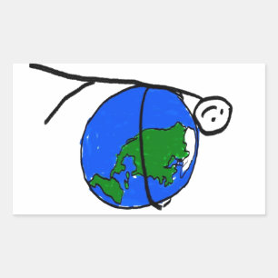 Sticker Rectangulaire J'aime le dessin de mes enfants de la terre par l'