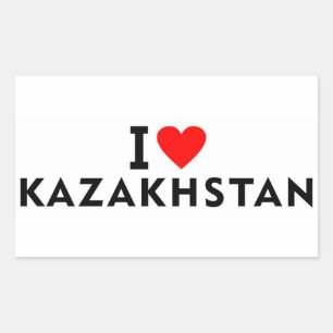 Sticker Rectangulaire J'aime le Kazakhstan pays comme voyage cardiaque