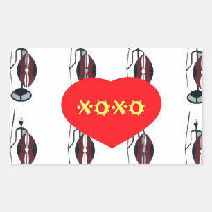 Sticker Rectangulaire J'aime le Kenya - Impression d'art Maasai
