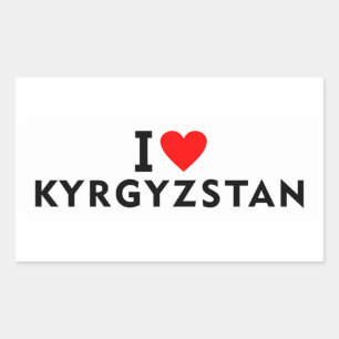 Sticker Rectangulaire J'aime le Kirghizistan pays comme voyage cardiaque