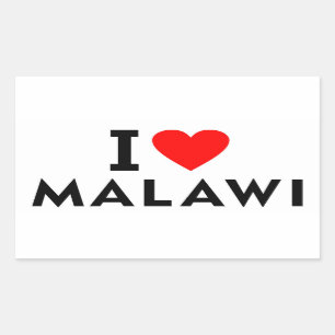 Sticker Rectangulaire J'aime le Malawi pays comme le tourisme de coeur