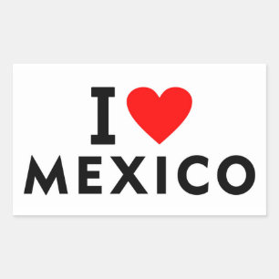 Sticker Rectangulaire J'aime le Mexique pays comme voyage de coeur touri