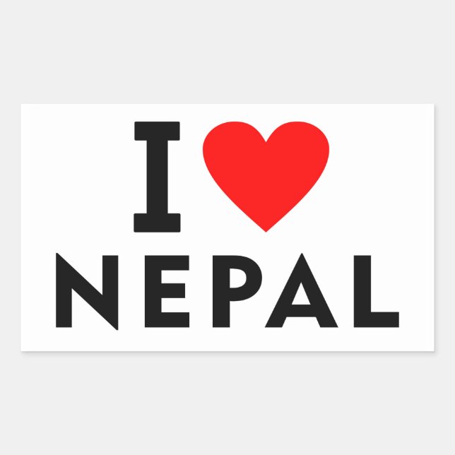 Sticker Rectangulaire J'aime le Népal pays comme voyage de coeur tourism (Devant)