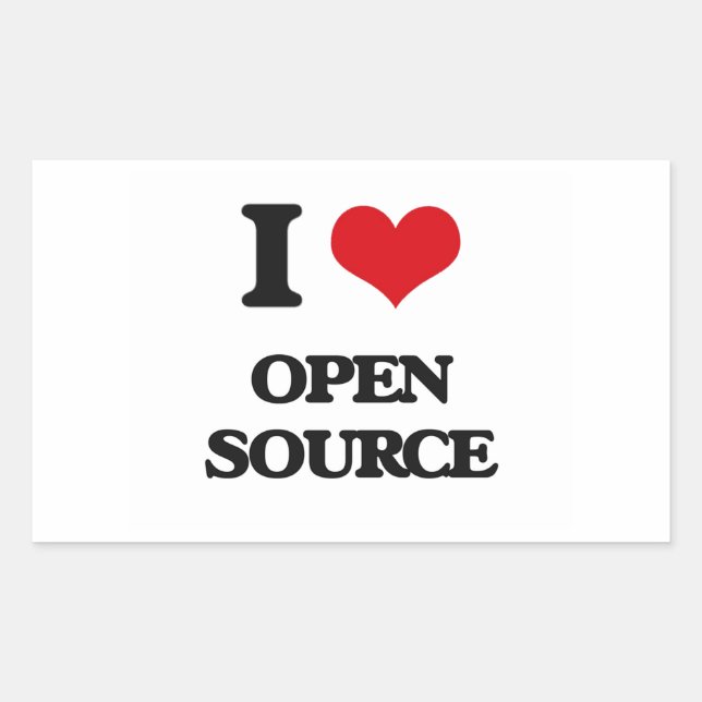 Sticker Rectangulaire J'aime le open source (Devant)