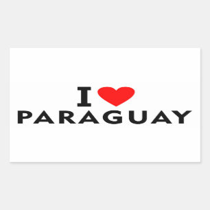 Sticker Rectangulaire J'aime le Paraguay pays comme voyage cardiaque tou