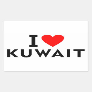 Sticker Rectangulaire J'aime le pays du Koweït comme voyage de coeur tou