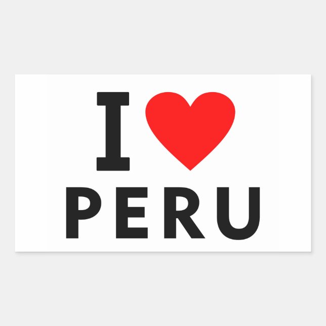 Sticker Rectangulaire J'aime le Pérou pays comme voyage de coeur tourism (Devant)