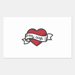 Sticker Rectangulaire J'Aime Le Tatouage De Ma Femme