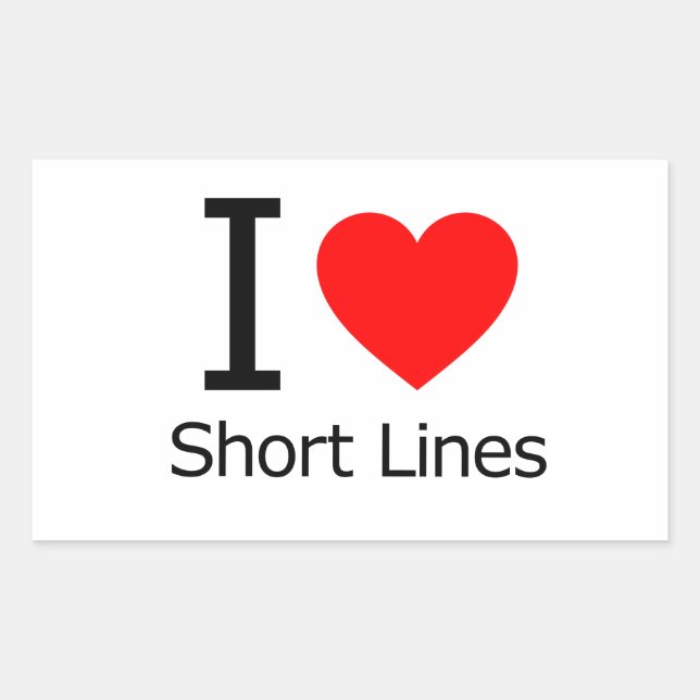 Sticker Rectangulaire J'Aime Les Courtes Lignes (Devant)