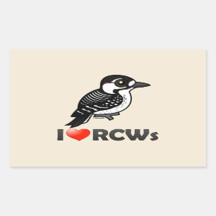 Sticker Rectangulaire J'aime les piverts Rouges-cockaded
