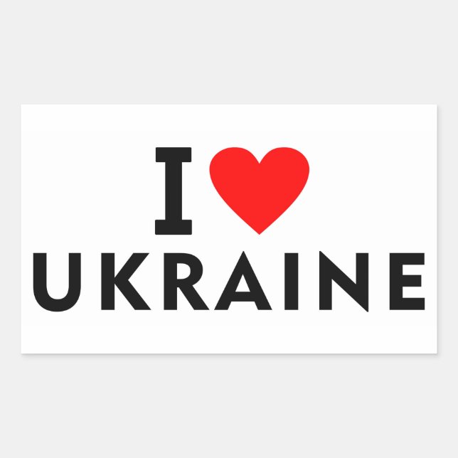 Sticker Rectangulaire J'aime l'Ukraine pays comme voyage de coeur touris (Devant)