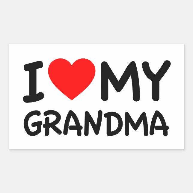 Sticker Rectangulaire J'aime ma grand-mère (Devant)