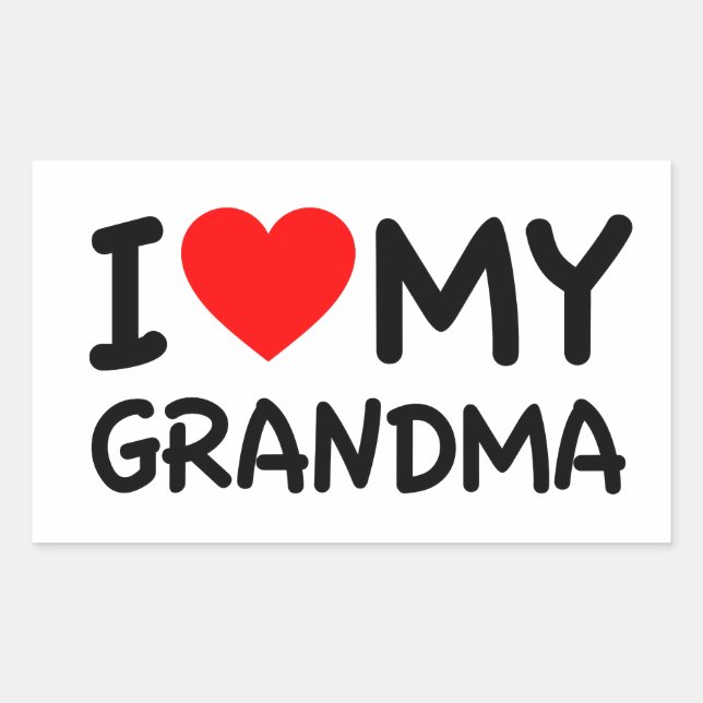 Sticker Rectangulaire J'aime ma grand-mère (Devant)