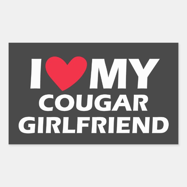 Sticker Rectangulaire J'Aime Ma Petite Amie Cougar (Devant)