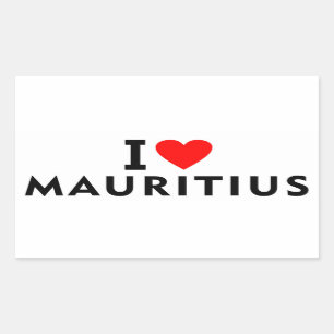 Sticker Rectangulaire J'aime Maurice pays comme voyage de coeur tourisme