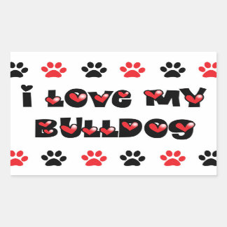 Sticker Rectangulaire J'Aime Mon Bulldog