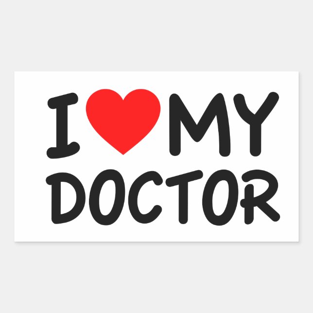 Sticker Rectangulaire J'aime mon docteur (Devant)