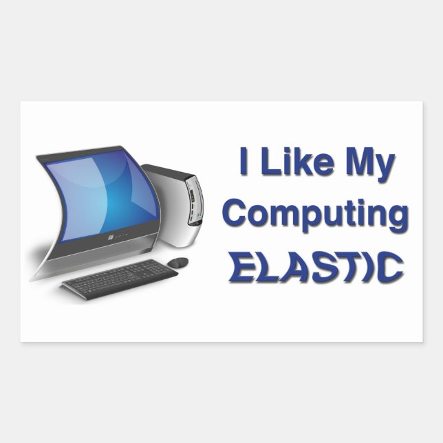 Sticker Rectangulaire J'aime mon informatique élastique (Devant)